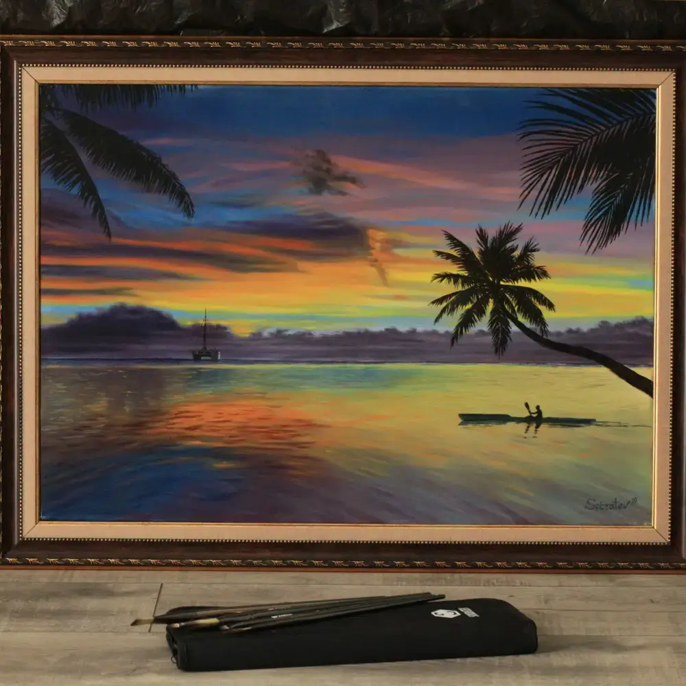 Author’s painting - “Under the Palms at Sunset”